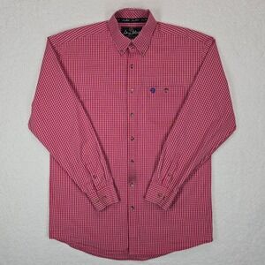 Wrangler George Strait Collection Men's Red Check Western Button Up Shirt L